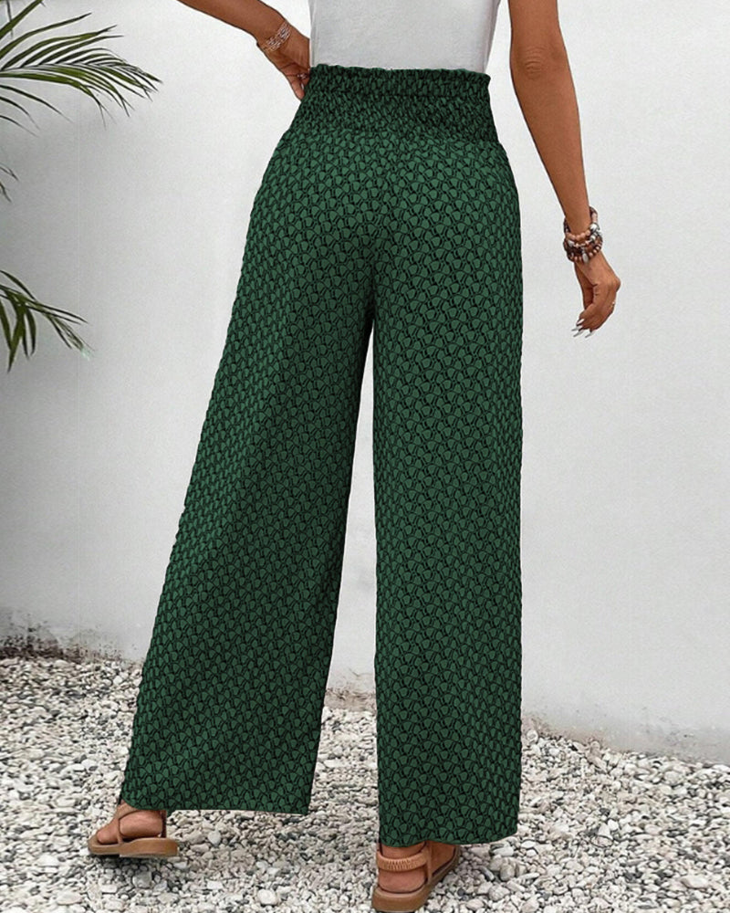 Lucie | Women’s Smocked Waist Palazzo Trousers