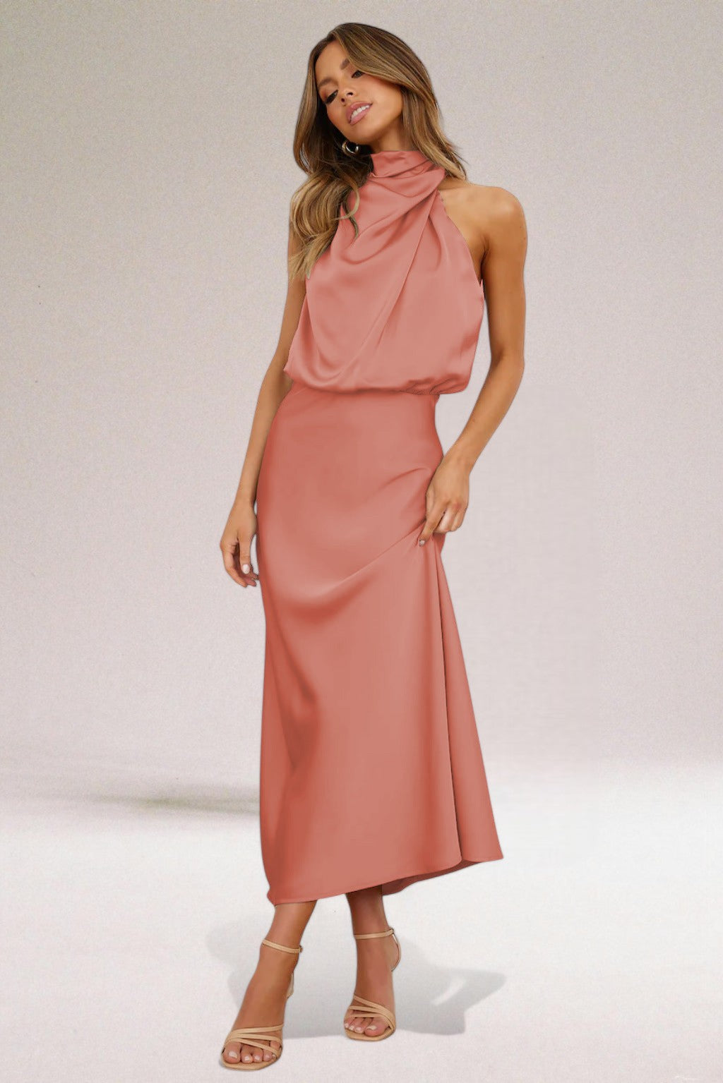 Ilse | Women’s Blouson Halter Neck Maxi Dress
