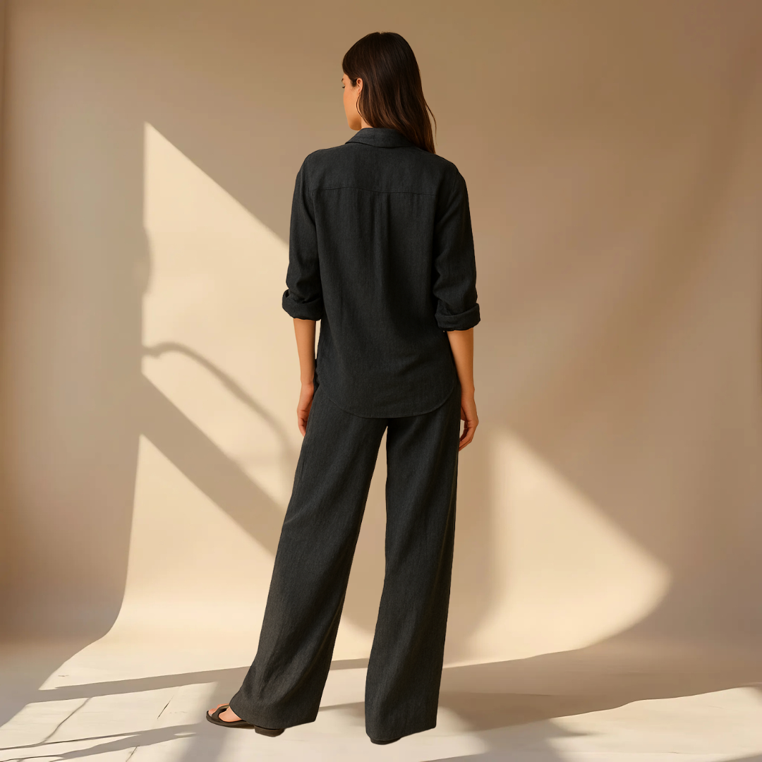 Hedda | Women’s Linen Shirt Wide Leg Trousers Set