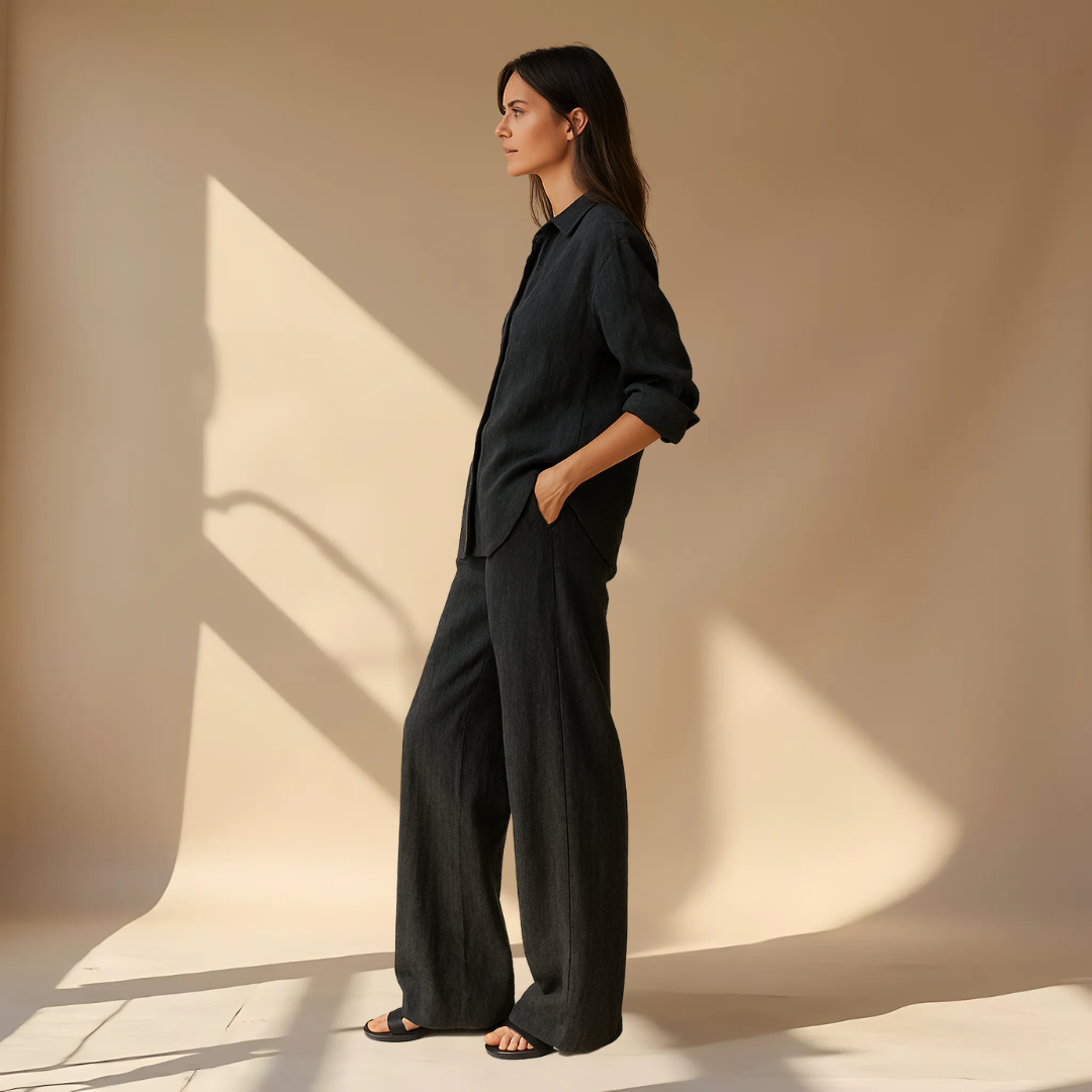 Hedda | Women’s Linen Shirt Wide Leg Trousers Set
