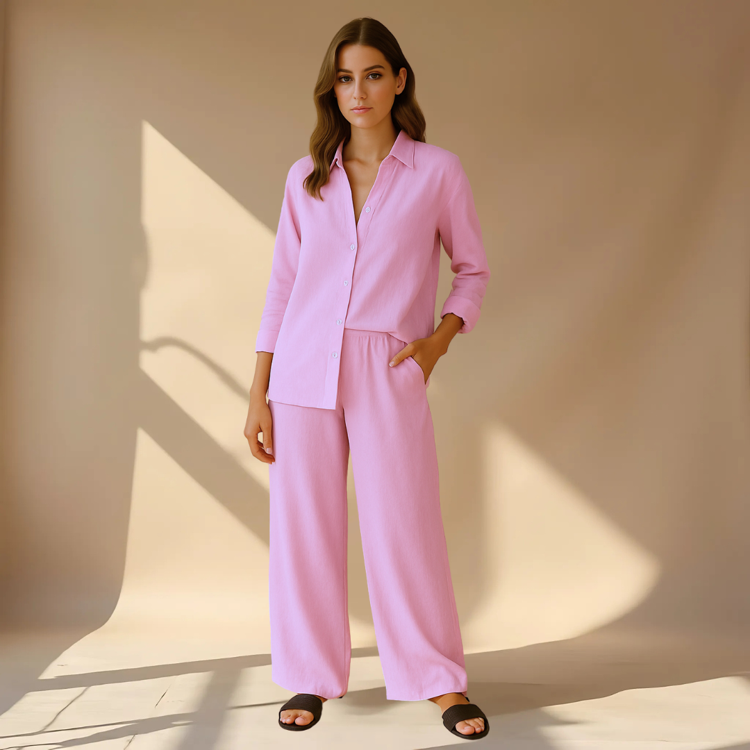Hedda | Women’s Linen Shirt Wide Leg Trousers Set
