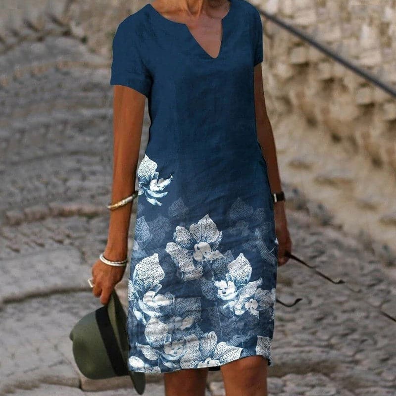 Celeste | Women’s Linen Short Sleeve Midi Dress