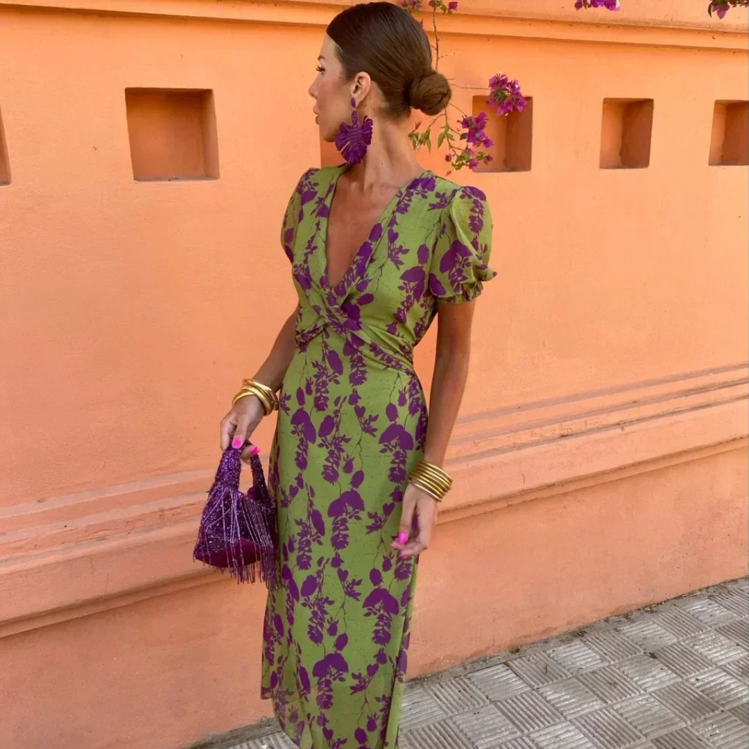 Klara | Women’s V-Neck Floral Wrap Maxi Dress