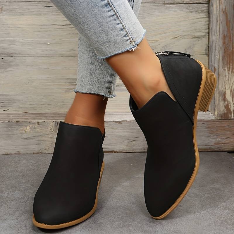 Riley | Women’s Ankle Low Heel Slip On Boots