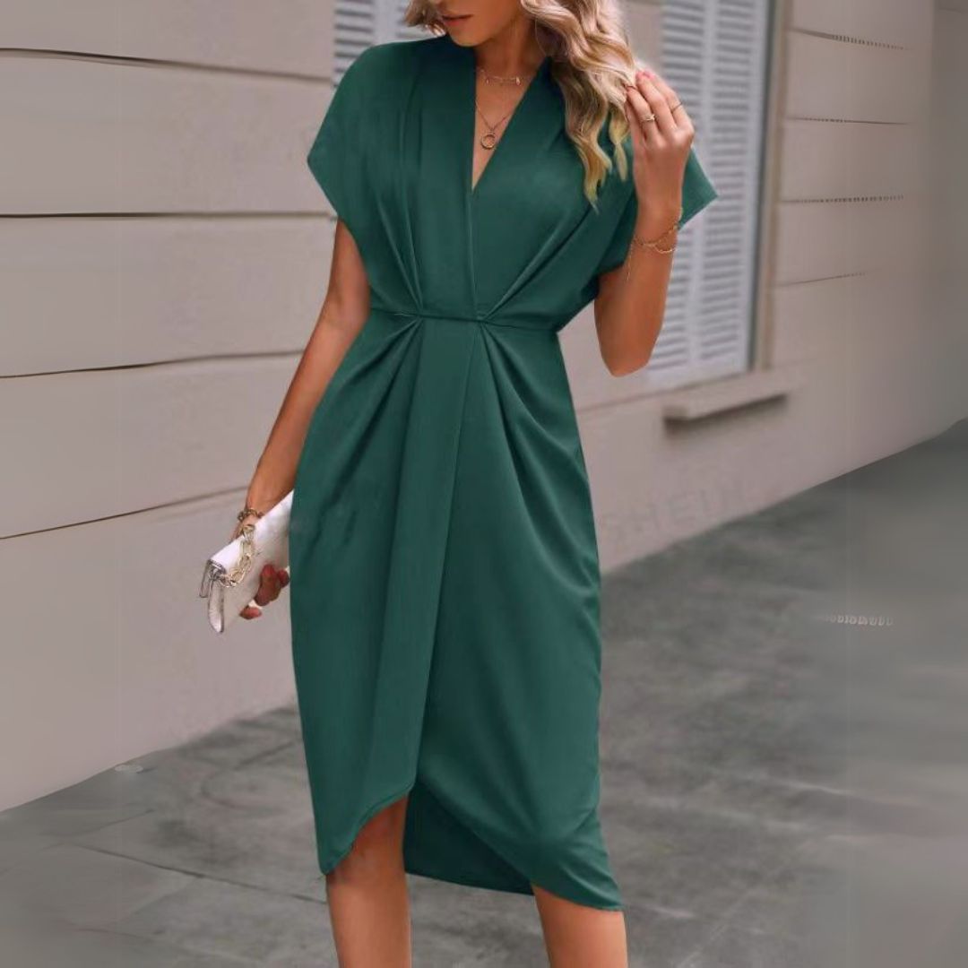 Anoukka | Women’s Elegant Draped Cocktail Midi Dress