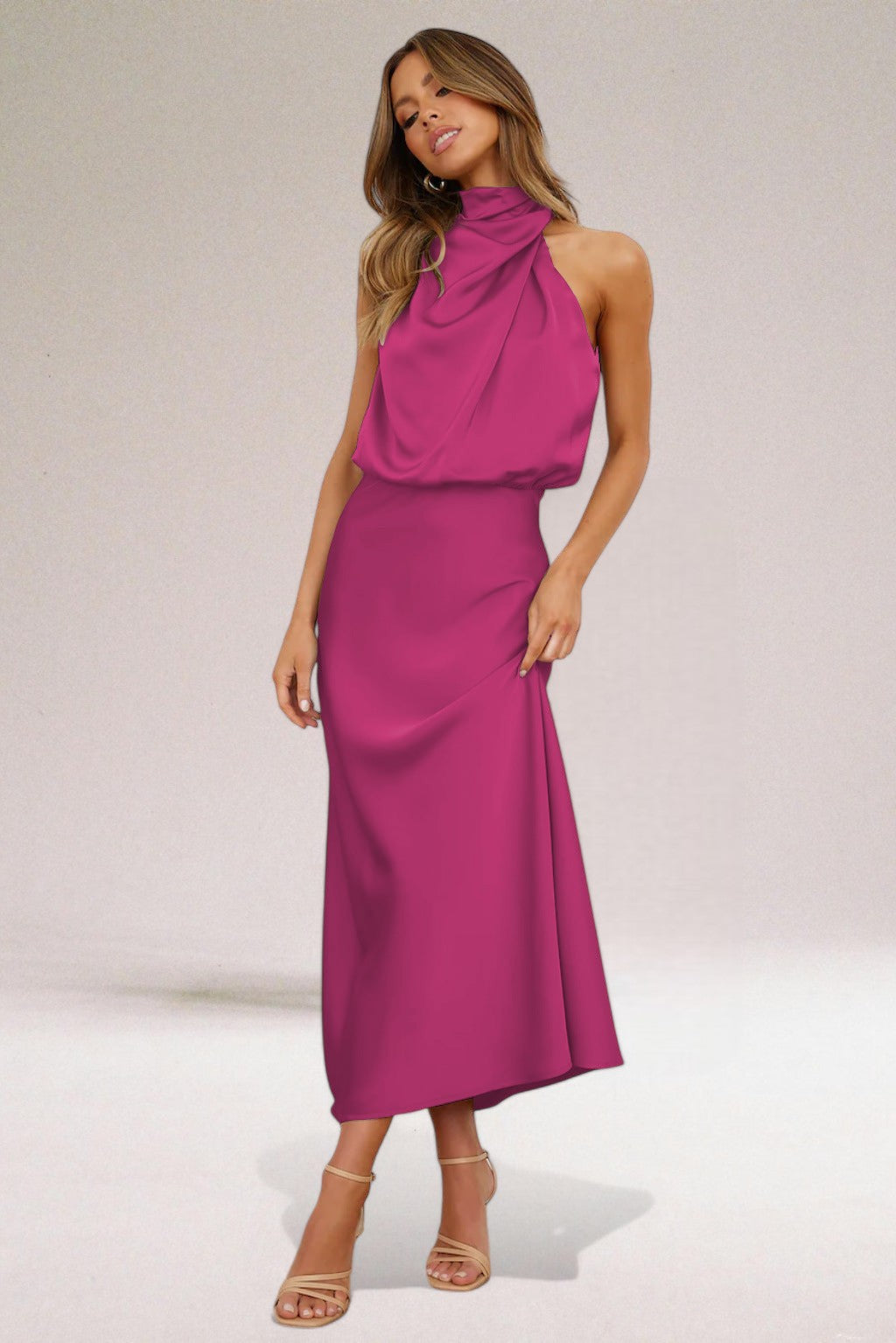 Ilse | Women’s Blouson Halter Neck Maxi Dress