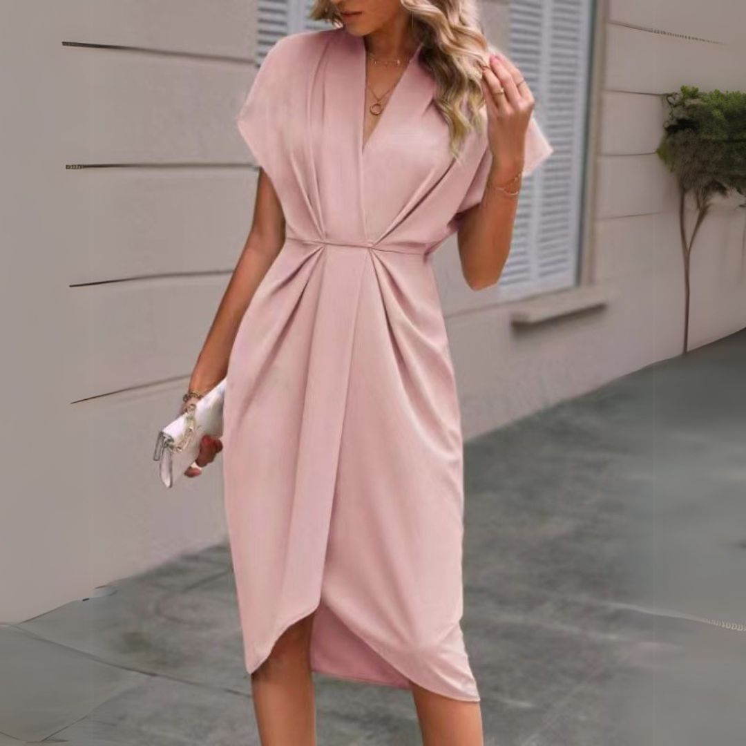 Anoukka | Women’s Elegant Draped Cocktail Midi Dress