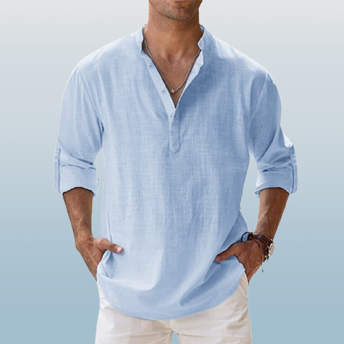 Niels | Men’s Linen Long Sleeve Grandad Shirt
