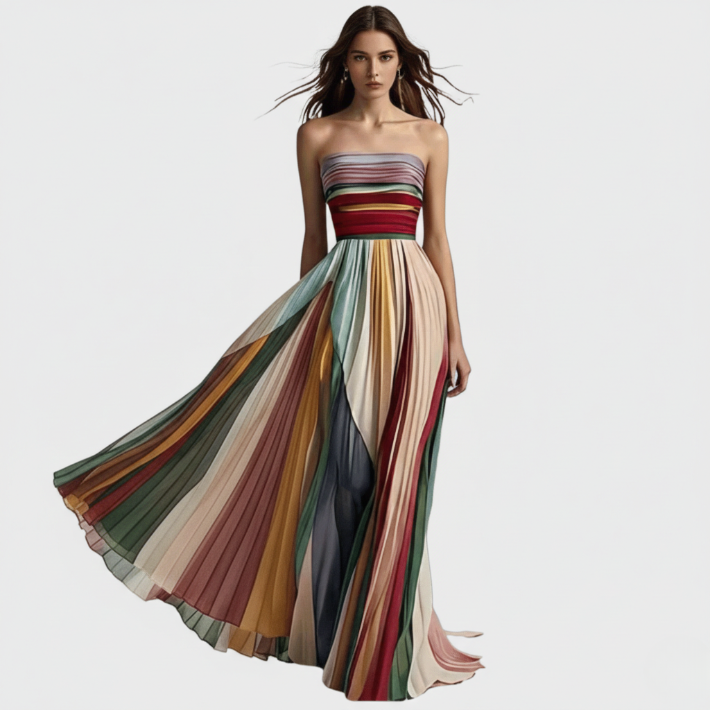 Ivonne | Women’s Strapless Pleated Maxi Dress