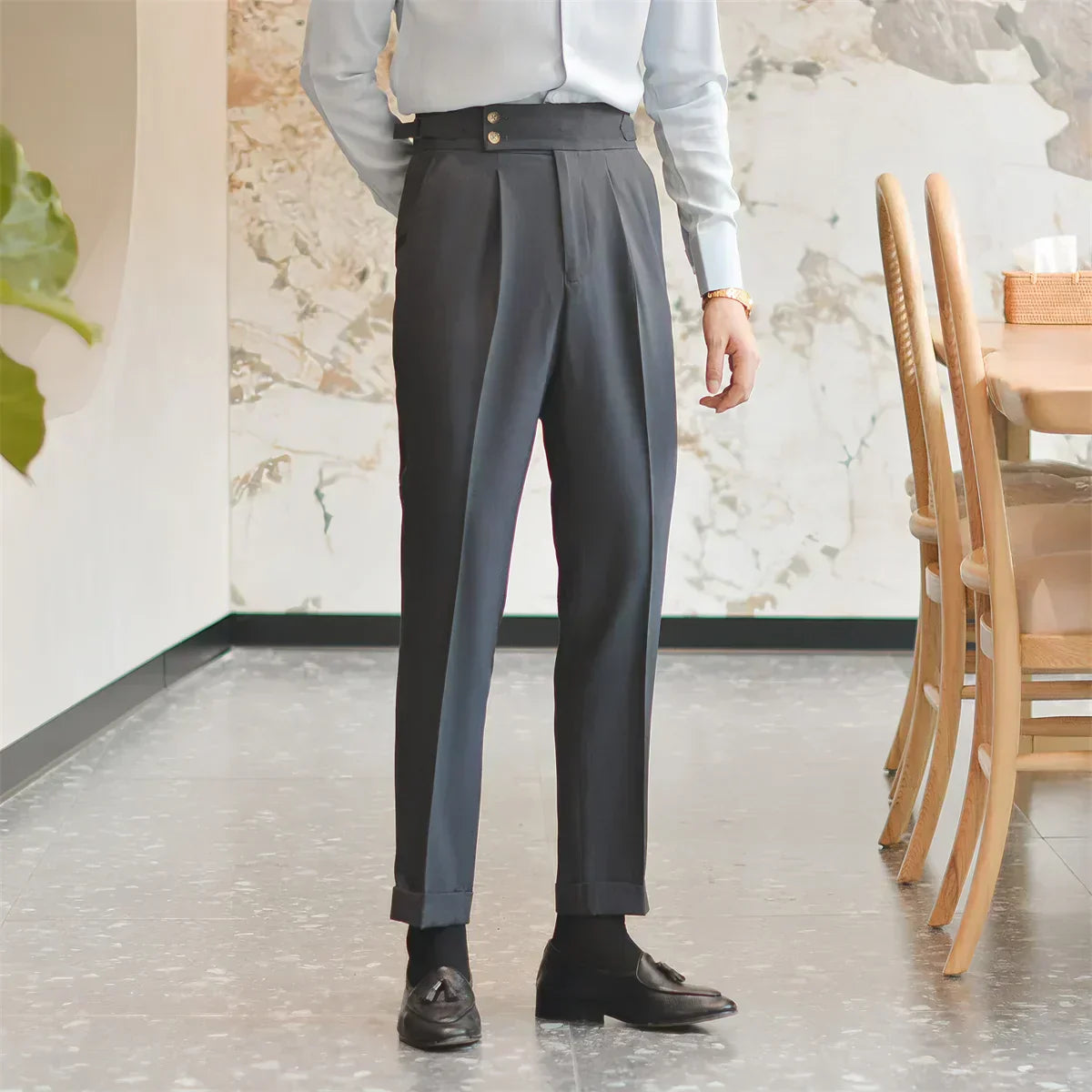 Dominic | Tailored Pleated High Rise Trousers