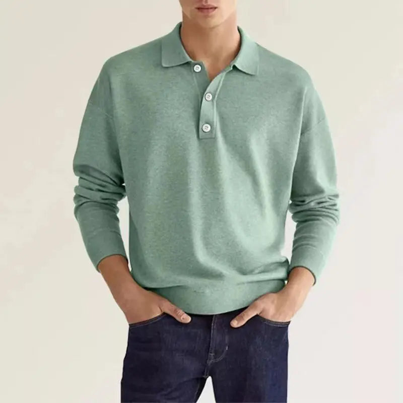 Howard | Men’s Half Buttoned Long Sleeve Polo Shirt