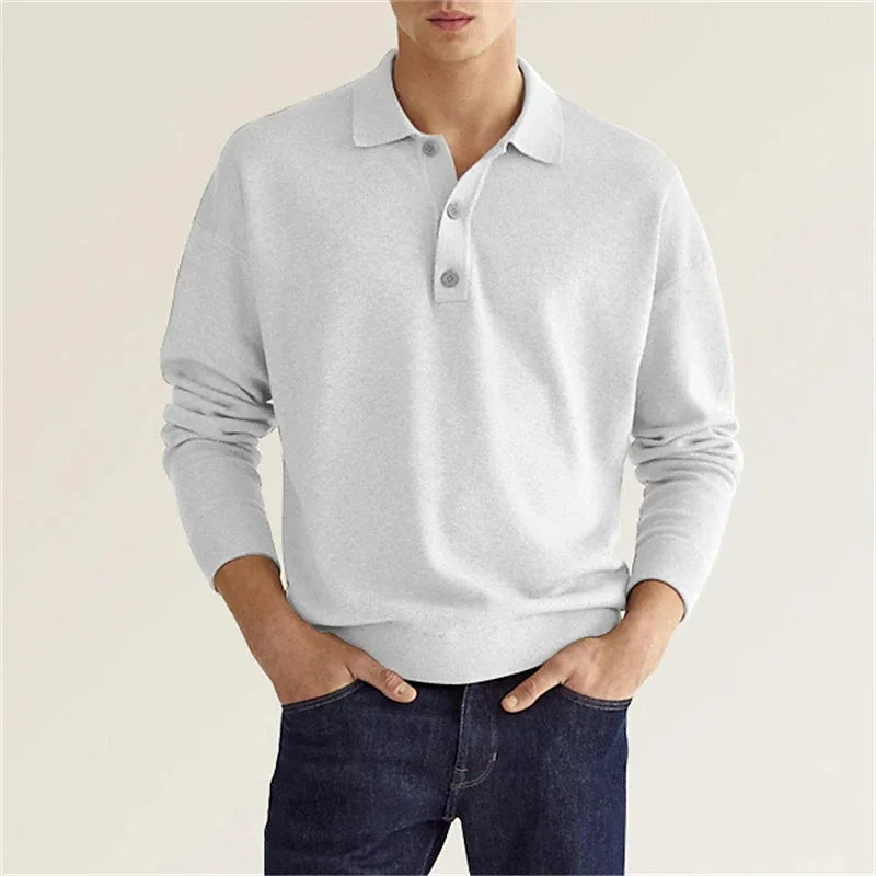 Howard | Men’s Half Buttoned Long Sleeve Polo Shirt