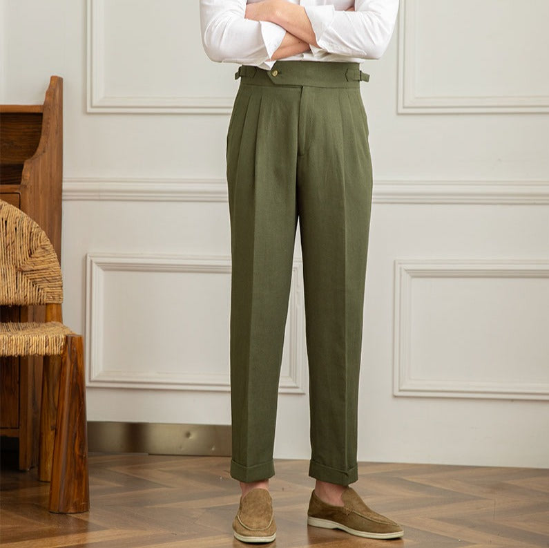 Nicholas | Men's High Waisted Pleated Trousers