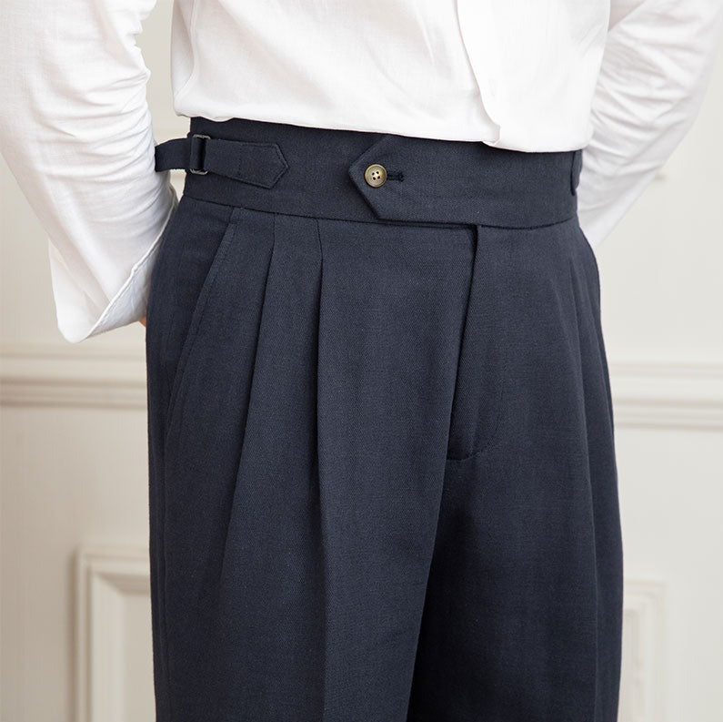 Nicholas | Men's High Waisted Pleated Trousers