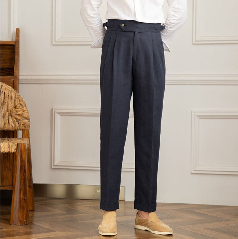 Nicholas | Men's High Waisted Pleated Trousers