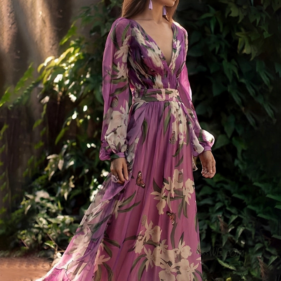 Gaia | Women’s Long Sleeve Floral Maxi Dress