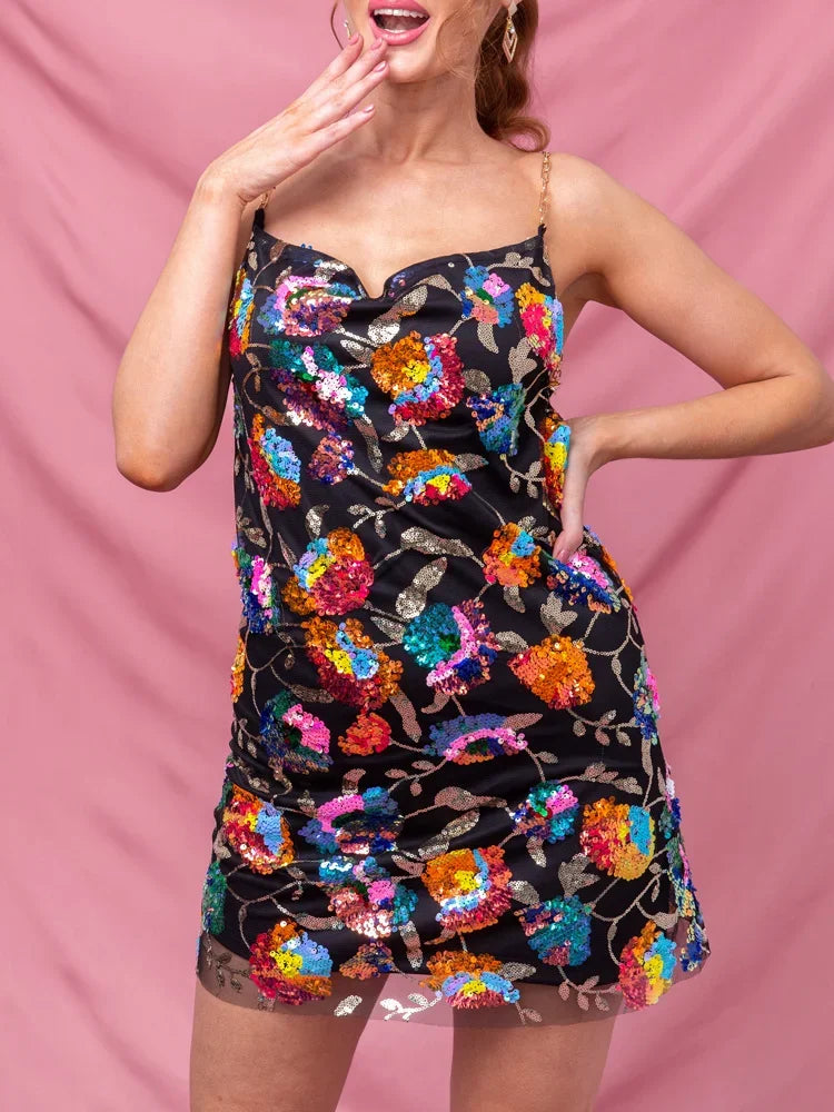 Grace | Women's Sequin Floral Mini Dress