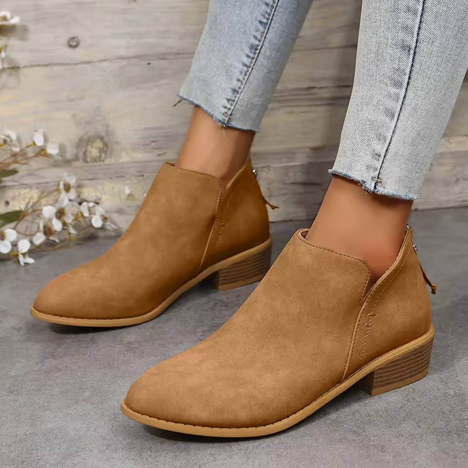 Riley | Women’s Ankle Low Heel Slip On Boots