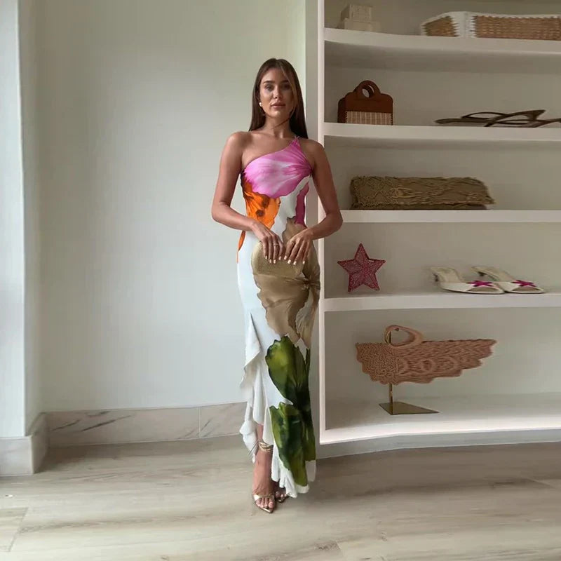 Ines | Women’s One-Shoulder Floral Maxi Dress