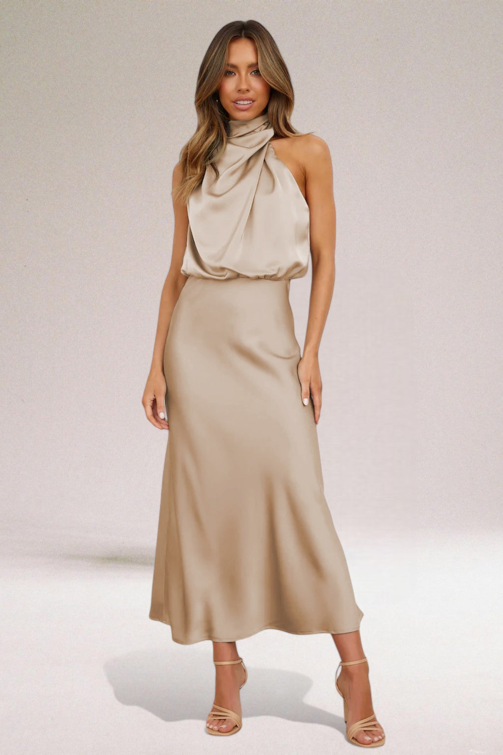 Ilse | Women’s Blouson Halter Neck Maxi Dress