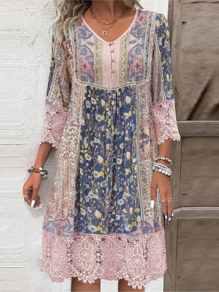 Fabienne | Women’s Lace Trim Midi Dress