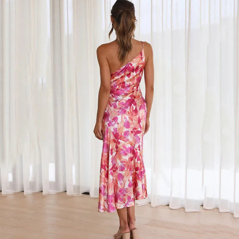 Nicolette | Women’s One-Shoulder Floral Midi Dress