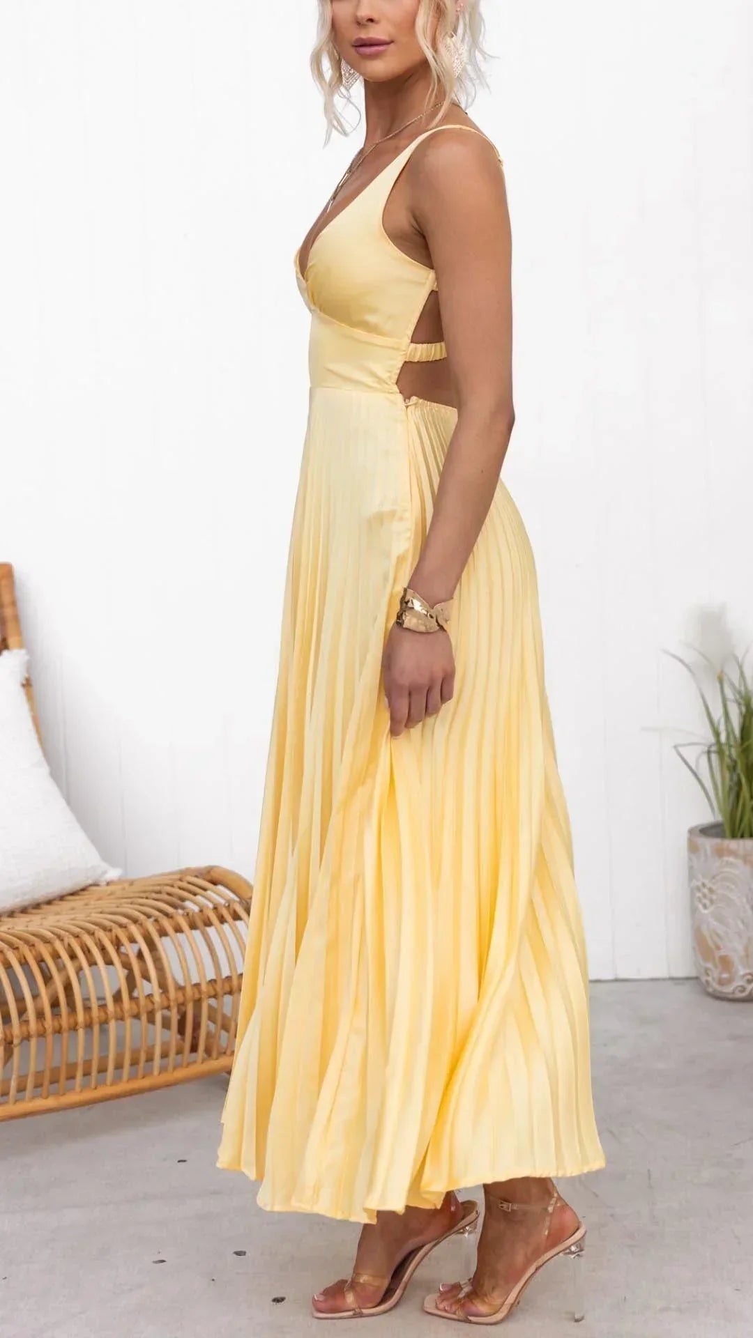 Greta | Women’s Pleated Crossover Back Maxi Dress