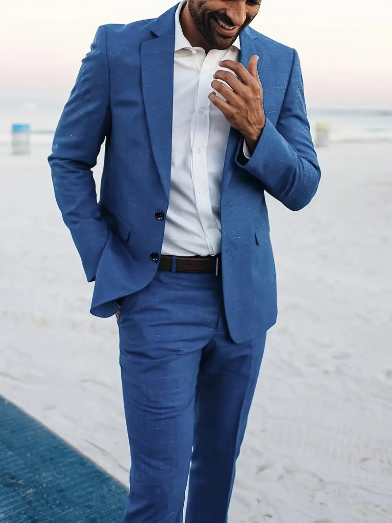 Henrik | Men’s Linen Blend Tuxedo Style Two-Piece Suit