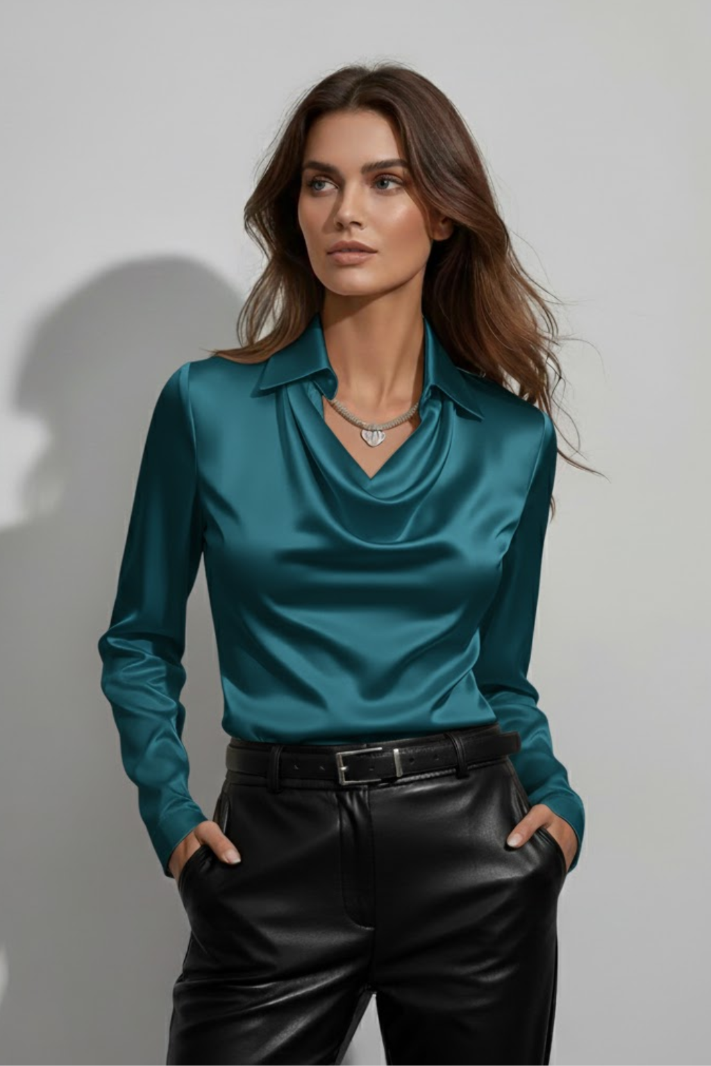 Annika | Women’s Draped Cowl Neck Blouse