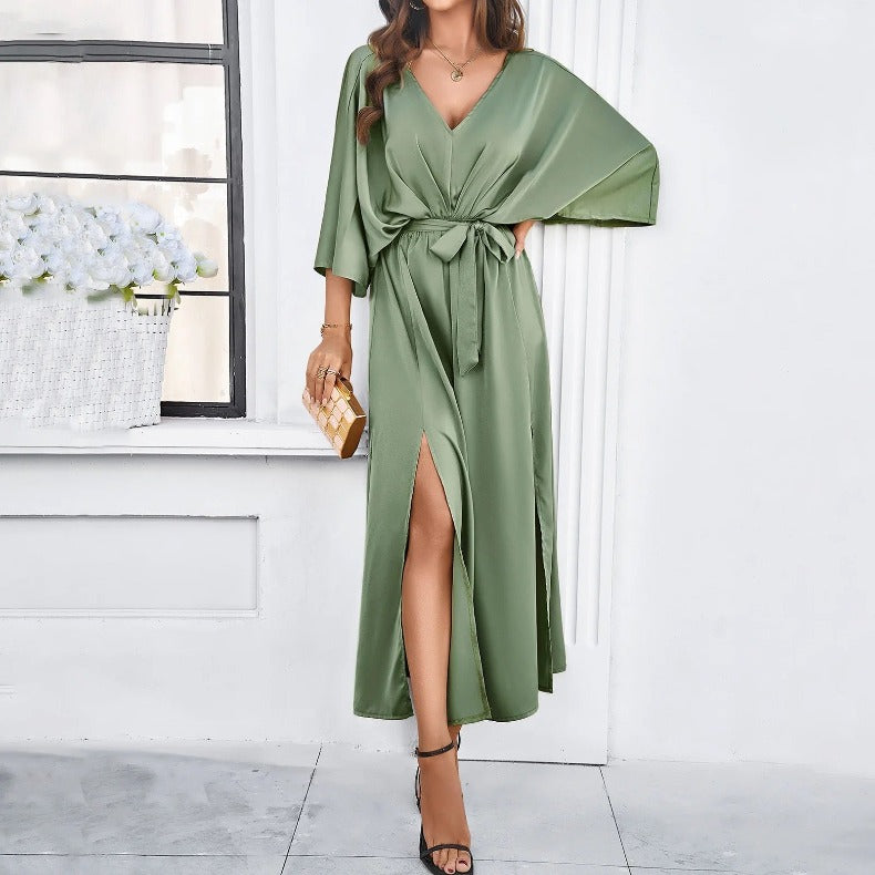 Basilia | Women’s Batwing Sleeves Blouson Maxi Dress