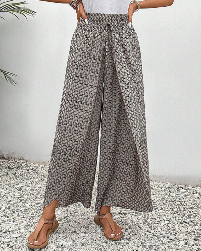 Lucie | Women’s Smocked Waist Palazzo Trousers