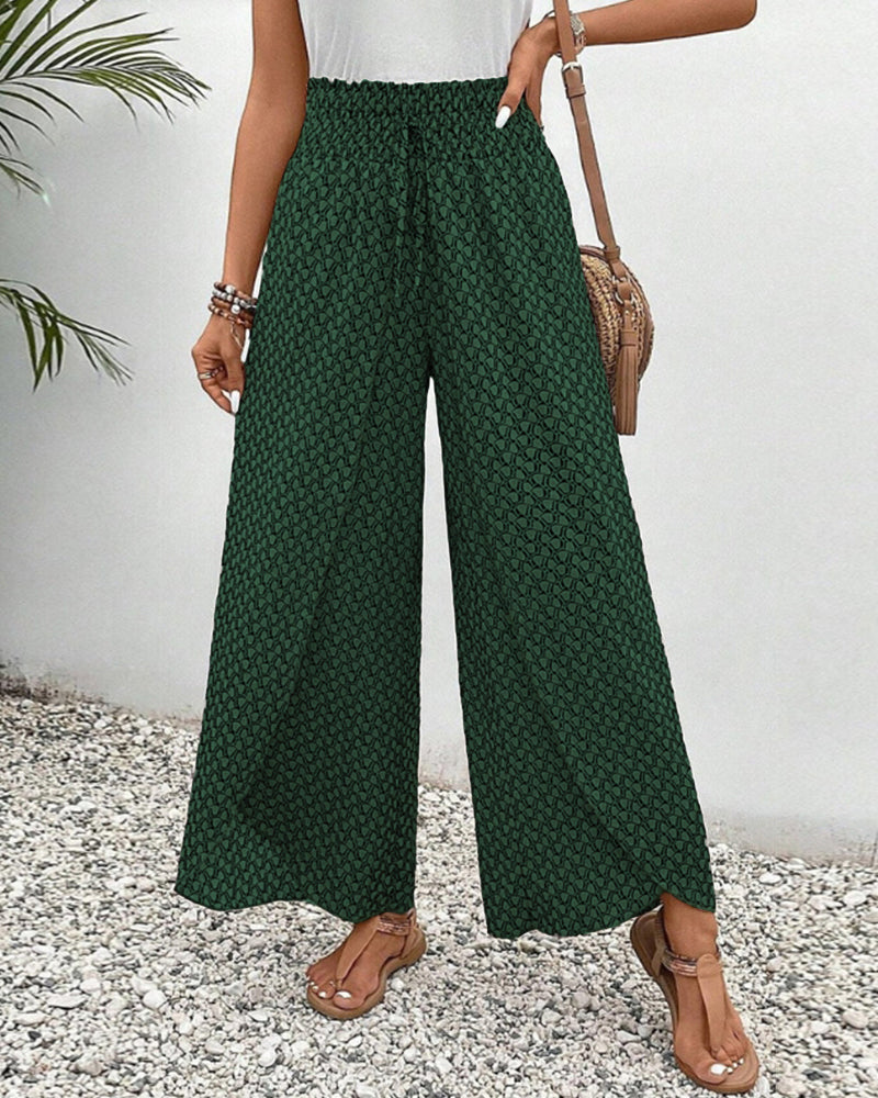Lucie | Women’s Smocked Waist Palazzo Trousers
