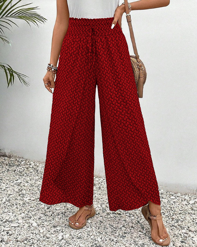 Lucie | Women’s Smocked Waist Palazzo Trousers