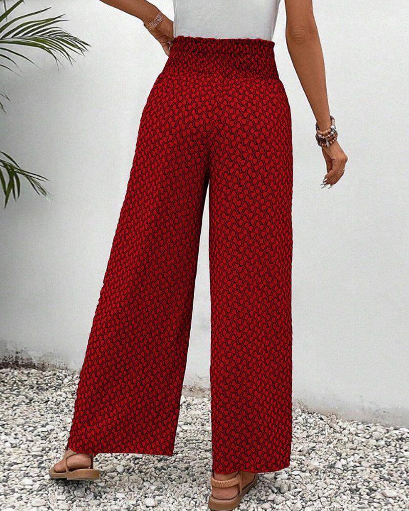 Lucie | Women’s Smocked Waist Palazzo Trousers