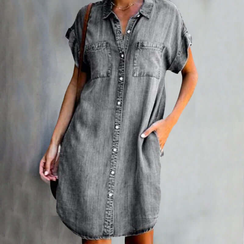 Harriet | Women’s  Short Sleeve Denim Mini Dress