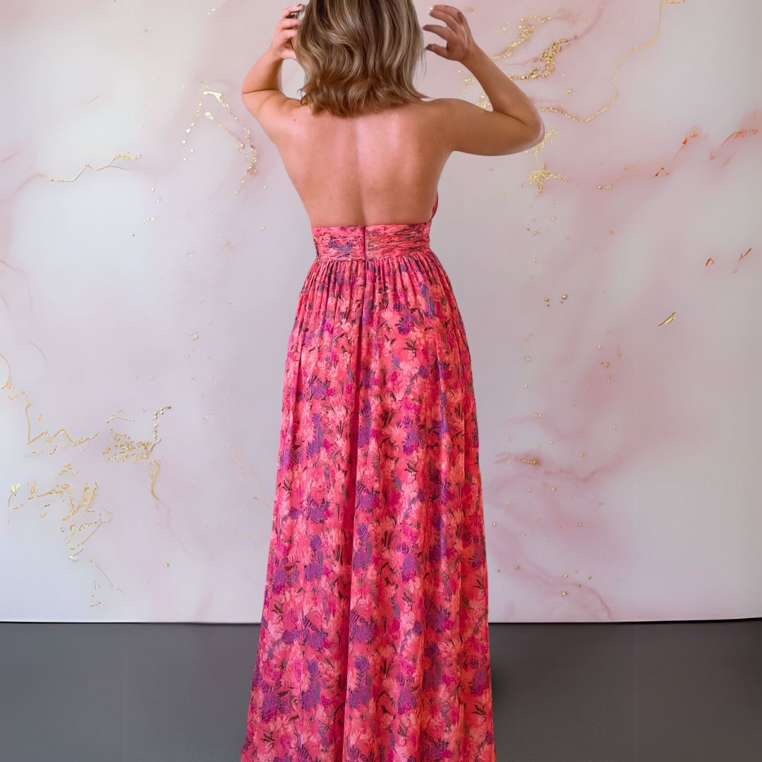 Amoret | Women’s Halter Backless Maxi Dress