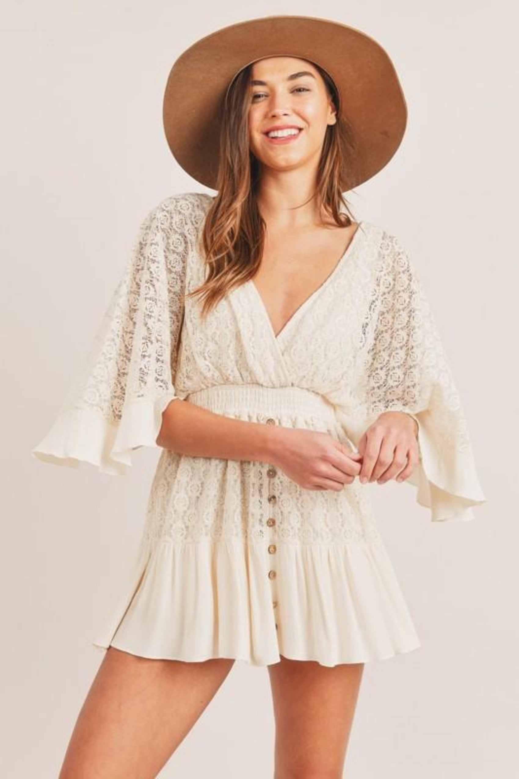 Beatrice | Women’s Lace Long Sleeve Mini Dress