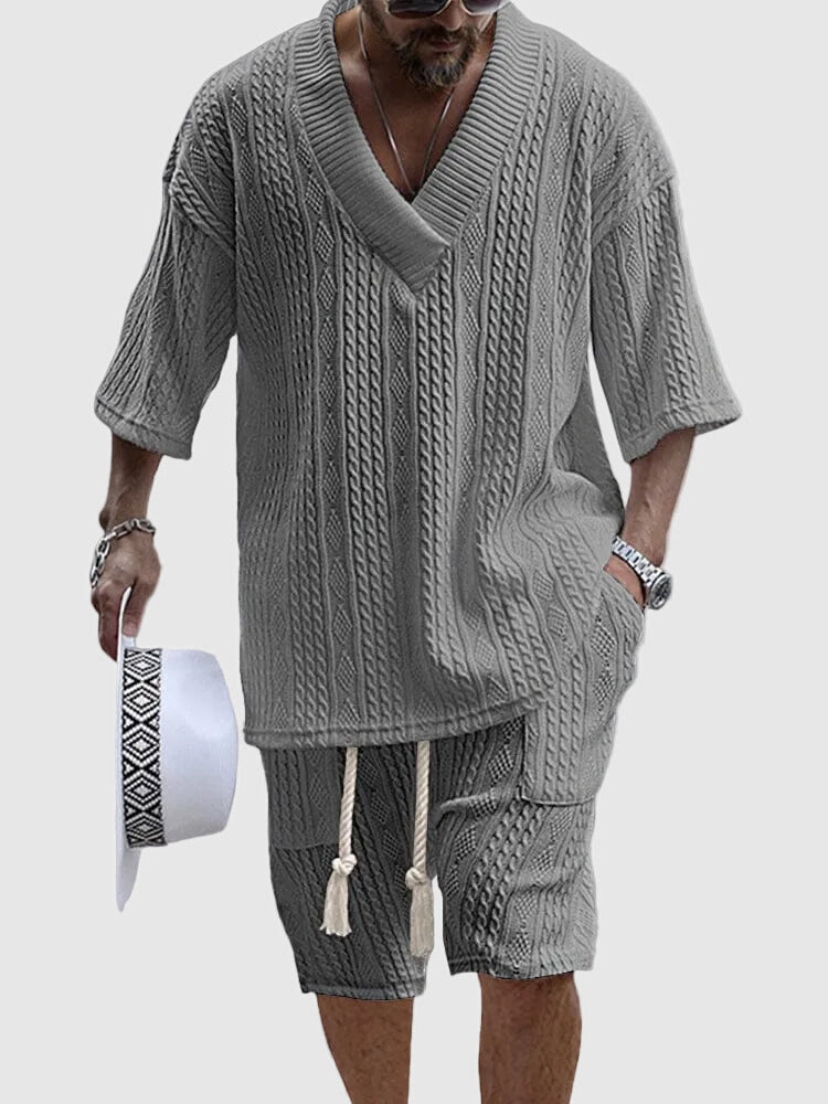 Jovan | Men’s Knit V-Neck Short Sleeve Set