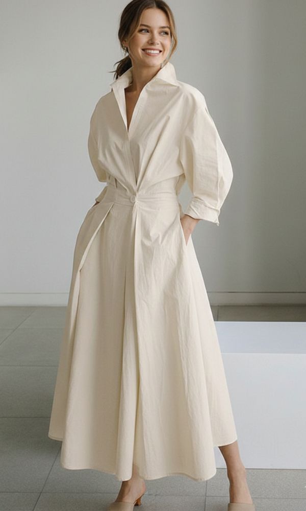 Hana | Women’s Long Sleeve Maxi Shirt Dress