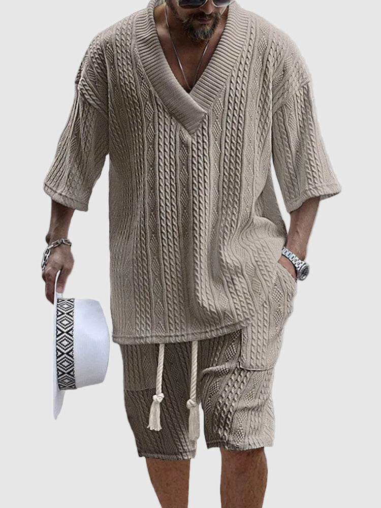 Jovan | Men’s Knit V-Neck Short Sleeve Set