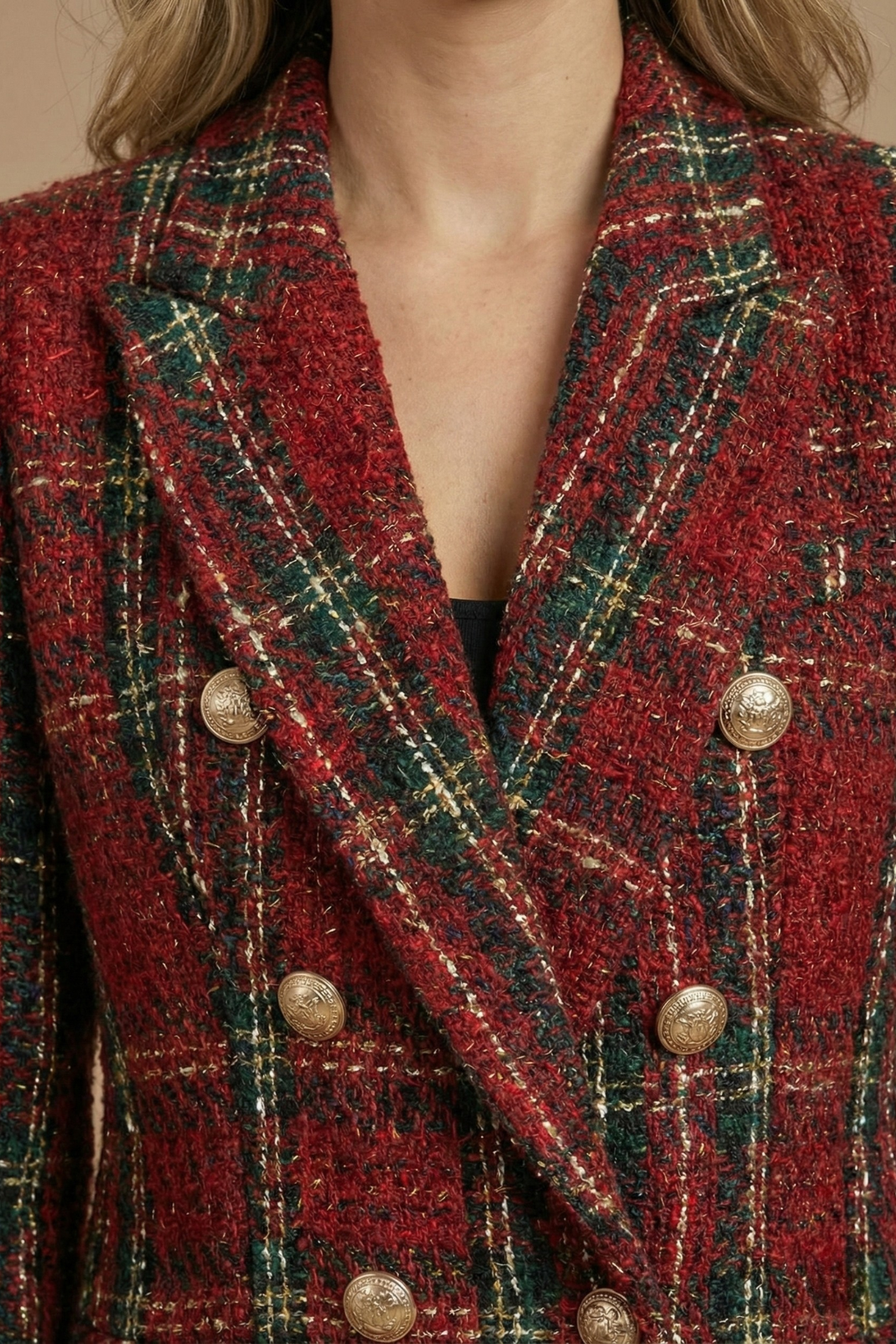 Sabine | Women’s Tweed Check Double-Breasted Blazer