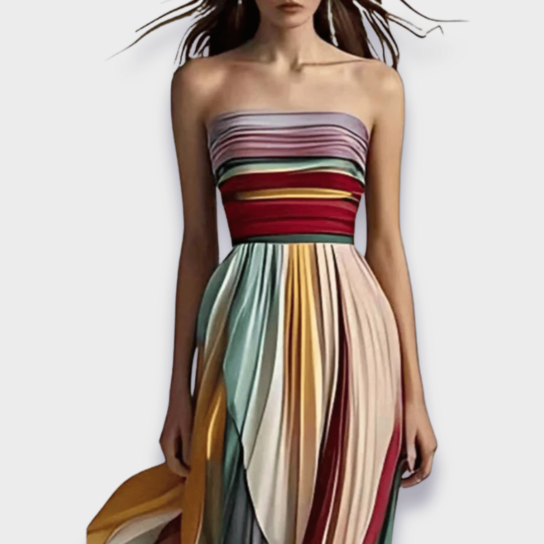 Ivonne | Women’s Strapless Pleated Maxi Dress