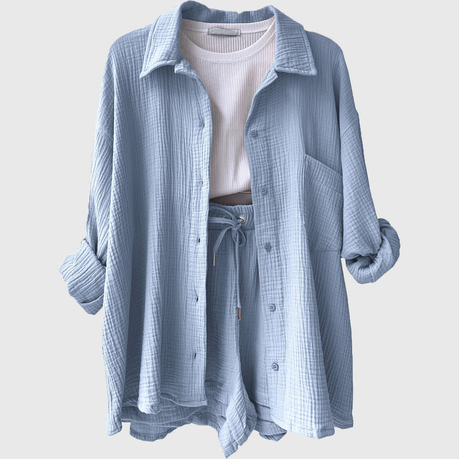 Kalista | Women’s Loose Overshirt Shorts Two-Piece Outfit Set