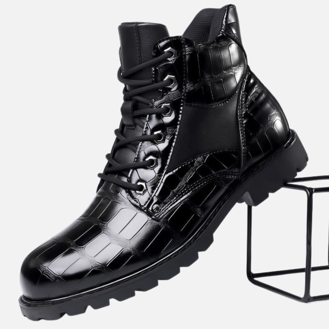 Carlsen | Men’s Crocodile Embossed Ankle Boots