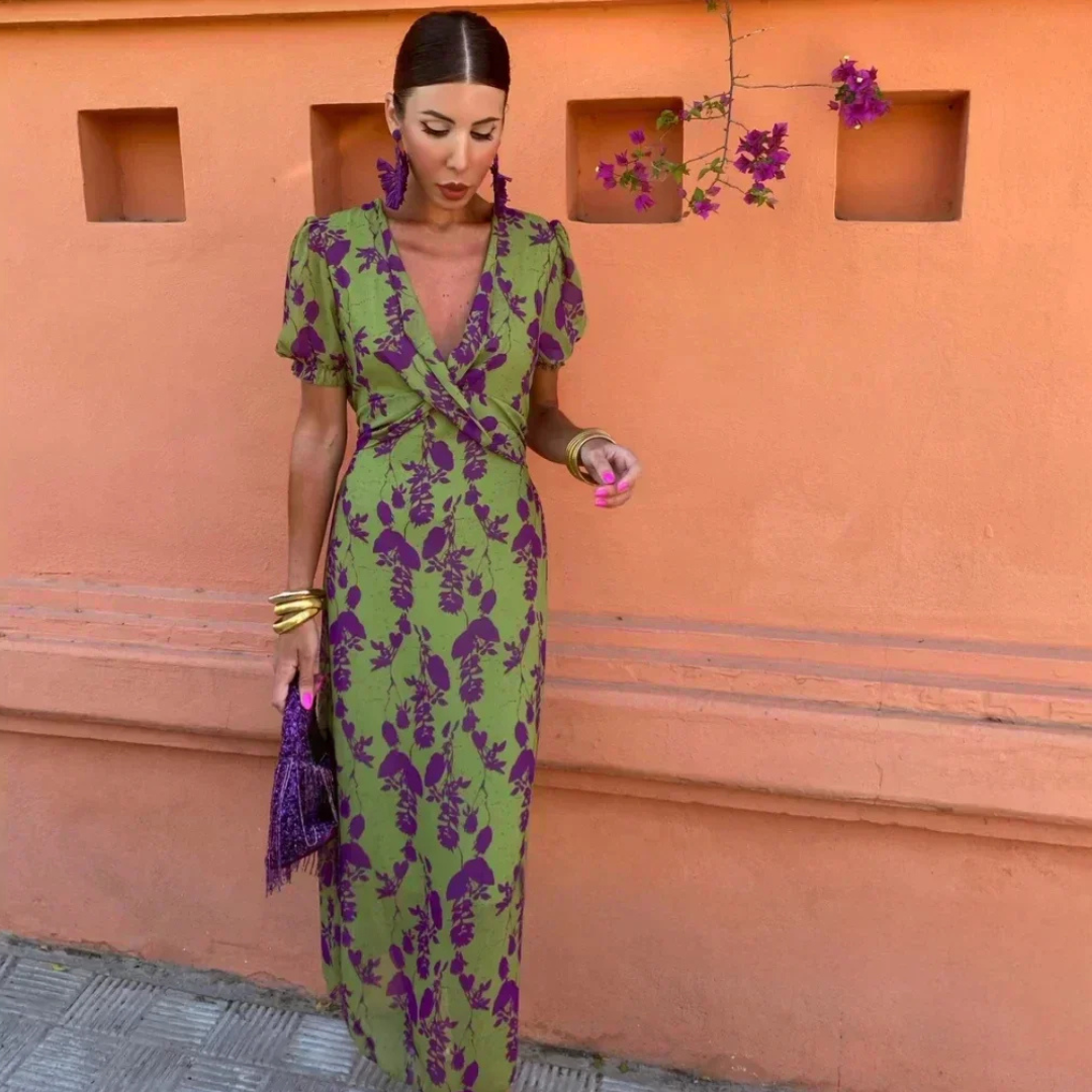 Klara | Women’s V-Neck Floral Wrap Maxi Dress