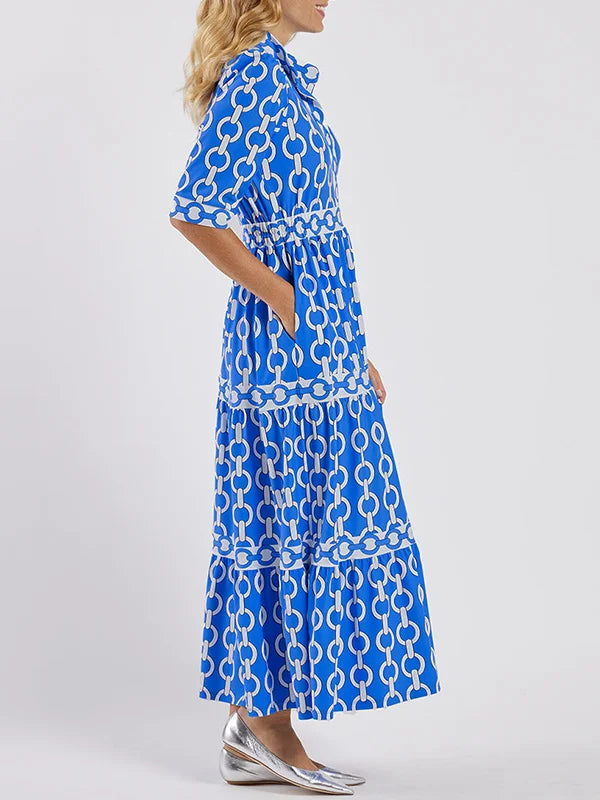 Ninon | Women’s Print Blouson Tiered Maxi Dress