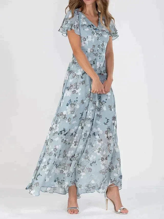 Katinka | Women’s Flutter Sleeve Floral Maxi Dress