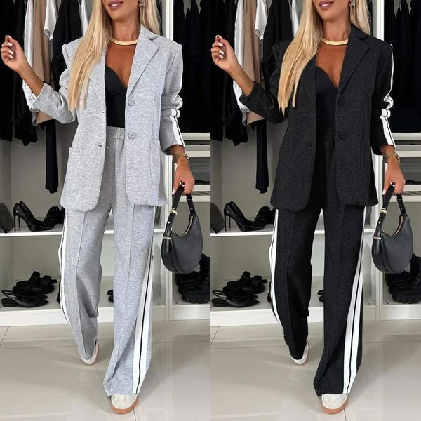 Katalin | Women’s Side Stripes Wide Leg Blazer Set