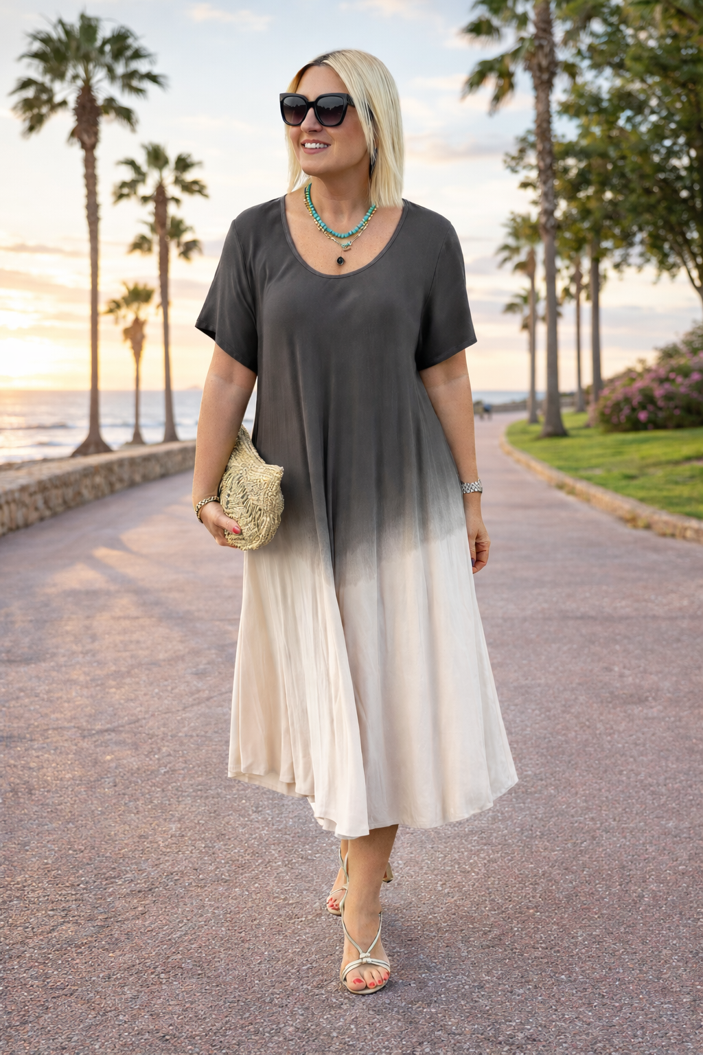 Elonia | Women’s Short Sleeve Midi Dress