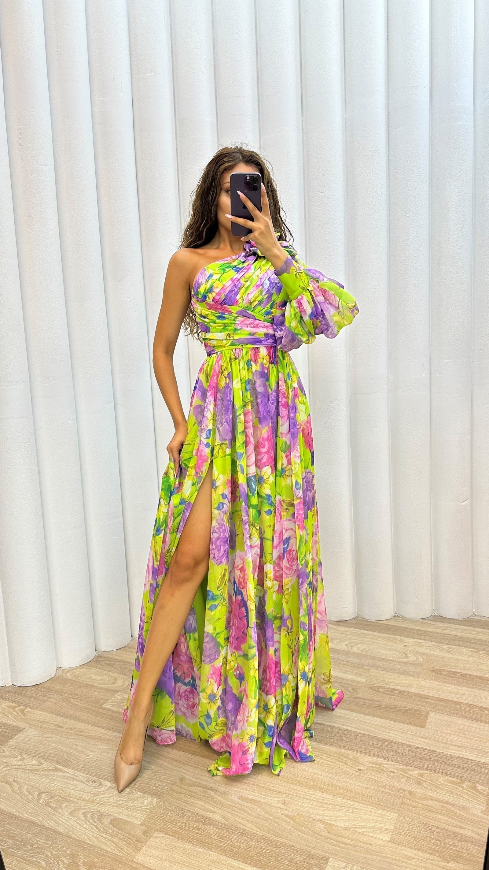 Dara | Women’s One-Shoulder Floral Maxi Dress